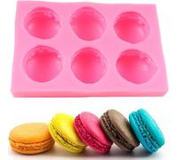 XMOLDNMS 6-Cavity 3D Macaroon Silicone Mould Macaron Hamburger Baking Moulds for Cake Decorating Cupcake Topper Chocolate Gum Paste Candy Polymer Clay