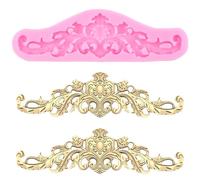 XMOLDNMS Baroque Fondant Mould Relief Scroll Lace Border Silicone Moulds Curlicues Candy Chocolate Mould for Cake Decoration Cupcake Topper Polymer Clay Gum Paste