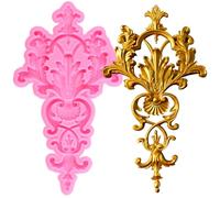 XMOLDNMS Baroque Style Curlicues Scroll Lace Silicone Fondant Moulds Relief Flower Mould Filigree Mould for Cake Decoration Cupcake Topper Candy Chocolate Polymer Clay Gum Paste