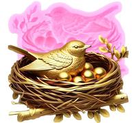 XMOLDNMS Bird Fondant Moulds Bird Nest Silicone Mould for Cake Decoration Cupcake Topper Chocolate Candy Sugar Craft Gum Paste Polymer Clay