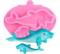 XMOLDNMS Dolphin Silicone Fondant Moulds for Under The Sea Themed Cake Decoration Cupcake Topper Candy Chocolate Polymer Clay Gum Paste