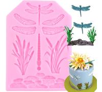 XMOLDNMS Dragonfly Silicone Mould Stone Grass Candy Chocolate Fondant Moulds for Cake Decoration Cupcake Topper Polymer Clay Gum Paste