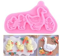 XMOLDNMS Duck Mother and Baby Silicone Moulds Duck Fondant Mould for Farm Theme Cake Decoration Cupcake Topper Candy Chocolate Gum Paste Polymer Clay