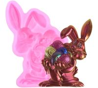 XMOLDNMS Easter Rabbit Fondant Moulds Bunny 3D Silicone Moulds Rabbit Flowers Moulds for Cake Decorating Cupcake Topper Candy Chocolate Gum Paste Polymer Clay