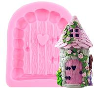 XMOLDNMS Enchanted Vintage Fairy Garden Fairy Gnome Home Door Silicone Fondant Moulds for Cake Decorating Cupcake Topper Chocolate Gum Paste Candy Polymer Clay