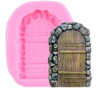 XMOLDNMS Enchanted Vintage Fairy Garden Fairy Gnome Home Stone Door Silicone Fondant Molds for Cake Decorating Cupcake Topper Chocolate Gum Paste Candy Polymer Clay