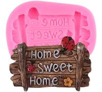 XMOLDNMS Fairy Garden Wooden Sign Silicone Moulds Sign Board Fondant Mould for Cake Decoration Cupcake Topper Candy Chocolate Polymer Clay Gum Paste