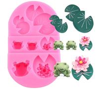 XMOLDNMS Frog Lotus Flower Silicone Mould Lotus Leaf Lily Pad Fondant Moulds for Cake Decoration Cupcake Topper Candy Chocolate Gum Paste Polymer Clay