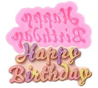XMOLDNMS Happy Birthday Silicone Moulds Birthday Alphabet Silicone Chocolate Mould Letter Fondant Moulds for Birthday Party Cake Decoration Cupcake Topper Candy Polymer Clay Gum Paste