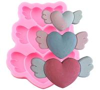 XMOLDNMS Heart Shape Angel Wings Silicone Mould Angel Wings Fondant Moulds for Cake Decoration Cupcake Topper Candy Chocolate Polymer Clay Gum Paste
