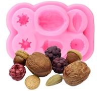 XMOLDNMS Nuts Berries Silicone Mould Hazelnut Pine Cone Fondant Moulds for Cake Decorating Cupcake Topper Chocolate Gum Paste Candy Polymer Clay