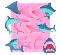 XMOLDNMS Ocean Shark Fondant Mould Silicone Sea Animal Moulds for Cake Decoration Cupcake Topper Sugar Craft Candy Polymer Clay Chocolate Gum Paste