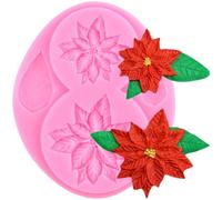XMOLDNMS Poinsettia Silicone Mold Leaves Fondant Molds for Cake Decorating Cupcake Topper Candy Chocolate Gum Paste Polymer Clay