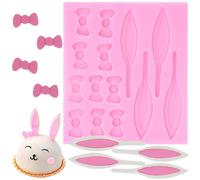 XMOLDNMS Rabbit Ears and Bows Silicone Moulds Easter Chocolate Mould for Cake Decorating Cupcake Topper Candy Gum Paste Polymer Clay