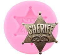 XMOLDNMS Sheriff Badge Fondant Silicone Mould for Cake Decoration Cupcake Topper Candy Chocolate Polymer Clay Gum Paste