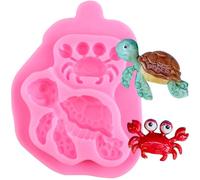XMOLDNMS Sue Turtle Silicone Mould Crab Fondant Moulds for Under The Sea Themed Cake Decoration Cupcake Topper Candy Chocolate Polymer Clay Gum Paste