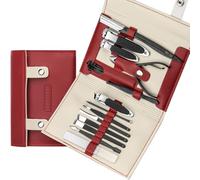 XMOSNZ Manicure Set Professional Pedicure Kit Nail Care Tools 19 in 1 Stainless Steel Nail Clippers Tools Mens Grooming Kit with Leather Travel Case (Red)