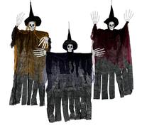 XMPEKO 3 Pack Halloween Decorations Witch Hangs Ghost, Hanging Grim Reaper Skeleton Prop for Halloween Decor Party Haunted House Indoor Outdoor