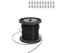 XMRISE Black Vinyl Coated 304 Stainless Steel Wire Rope Cable Line 1 * 7 Structure Diameter0.04in/1mm, Length98.4FT/30m