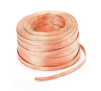 XMRISE Flat Braided Copper Wire Drain Cable Electric Stranded Bare Flexible Spiral Grounding Lead conductive Conductors 10m,4#:1mmX8mmx10m/32.8ft