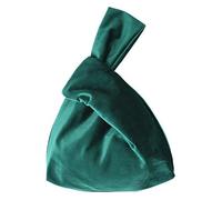 XMRS Women Luxury Velvet Evening Bag Knot Closure Wrist Bag Portable Cosmetic Organizer Pouch Green Size: S