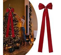 Xmsa Extra Long Christmas Tree Topper - 47 Inch Red Bow, Wreath Bows for Christmas Tree Decorations, Holiday Winter Party Decor