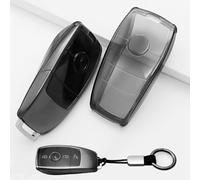 XMSCN Car Key Cover 3 Buttons Car Key TPU Cover with Keychain Lanyard Fit for Mercedes Benz A B C E G S SL CLS Class SLC CLA GLB GLC GLE GLS AMG Smart Key Case Car Remote Key Fob Case