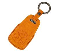 XMSCN Car Key Cover Compatible with Audi A4 A5 A6 A7 A8 Q3 Q5 Q7 R8 RS S4 S5 S6 S7 S8 TTS TT Smart Keys Case Protector suede 3 Buttons Key Box Shell (orange)