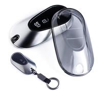 XMSCN Car Key Fob Cover Case, TPU Car Key Fob Case Fit for Mercedes-Benz C S GLC EQE EQS 300 350 450 500 560 580 AMG 3-Button Car Remote Key Shell Protector Cover,