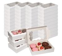 XMSHYODSM Brownie Box, 40 Pcs Cookie Boxes, 18x11x4cm White Bakery Box with Window, Treat Boxes Small Cake Boxs Small Cookie Boxs Gift Giving for Macaron Chocolate Truffle Dessert Pastry