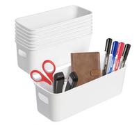 XMSHYODSM Narrow Storage Box, 8 pack Bathroom Storage Baskets, Narrow Storages Box Plastic Storages Baskets with Handles Kitchen Cupboard Organiser for Bathroom Cabinet Drawers Desktop(23×8×9cm)