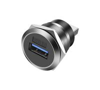 XMSJSIY 5Gbps USB 3.0 Panel Mount Threaded Fixed Round Coupler Adapter Connector Type-A Female to Male Pass Through Bulkhead Socket Converter for Data Transfer & Charging (Sliver)