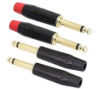 XMSJSIY 6.35 mm TS Audio Plug, 1/4 inch Mono Male Connector, Gold-Plated 6.3 TS Mic Plug for Guitar/Speaker/Microphone Cable etc (4 Pack)
