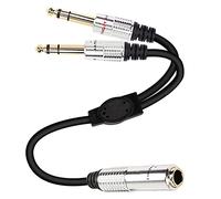 XMSJSIY 6.35mm 1/4 TRS Stereo Female to Dual 6.35mm 1/4 TRS Stereo Male Plug Y Splitter Cable Audio Extension Adapter Instrument Cables for Amplifiers,Guitar - 50CM