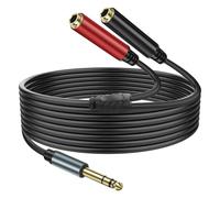 XMSJSIY 6.35mm TRS Stereo Audio Cable 6.35mm 1/4 Inch TRS Male to Dual 1/4" Female Splitter Audio Jack Extension Cable Gold Plated Plug for Guitar Mixer Speaker - 2M/6.5FT