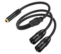 XMSJSIY 6.35mm TRS to Dual XLR Y Splitter Stereo Audio Cable 1/4" TRS Female to 2 XLR 3 Pin Male Microphone Patch Adapter Cord Replacement for Speaker Mic Guitar Mixer AMP - 0.5M/1.6FT