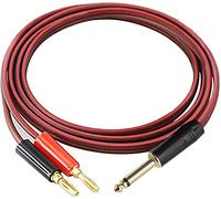 XMSJSIY 6.35mm TS Phono to Banana Plug Speaker Audio Cable,Gold-Plated 1/4 TS Jack Male to Dual Banana Plugs OFC HiFi Speaker Wire for DJ Application, Mixer, Headphone - 2M / 6.56FT