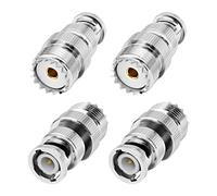 XMSJSIY BNC Male to SO239 PL259 UHF Female Coaxial Antennas Adapter - 4PCS | BNC to UHF RF Adapter Low Loss Coax Connector for Ham Radio/Wireless LAN Devices/RF Antennas