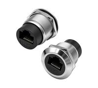 XMSJSIY CAT6 Panel Mount Adapter Ethernet Socket Threaded Fixed Coupler | RJ45 CAT6 8P8C Ethernet Female to Female LAN Network Extender Adapter Pass-Through Connector - 2PCS