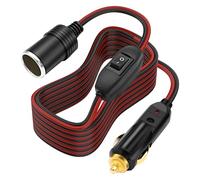 XMSJSIY Cigarette Lighter Extension Cord 14AWG 12V-24V Car Cigarette Lighter Male to Female Socket with ON/OFF Switch Heavy Duty Extension Lead Power Cable for RV Truck Tire Inflators - 3M / 9.84FT