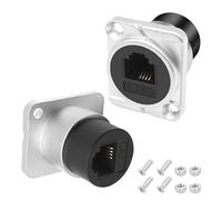 XMSJSIY D-Type RJ11 CAT3 Panel Mount Telephone Adapter Female to Female D-Type CAT3 6P4C Telephone Module Extender Connector Pass-Through Coupler Socket Desktop Phone Adapter - 2PCS (Silver)