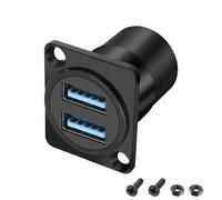 XMSJSIY D-Type USB 3.0 Panel Mount Adapter Dual USB Type-A Panel Mount Socket Female to Female Coupler 2-port USB A Panel Fixed Pass Through Module For Data Transfer and Charging (D-Type)