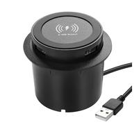 XMSJSIY Desktop Embedded Wireless Charger 3-in-1 Multifunctional Pop-Up 10W Fast Charging Wireless Charger USB Desktop Charger Dual USB Charging for Smartphone for Bedside Table, Desks, Furniture