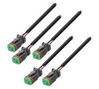 XMSJSIY DT Connector Kit Waterproof 2-Pin Connector Automotive Electrical DT Female Wiring Harness 2 Pin Pigtail Cable with Heat Shrink Tubing for Car LED Work Light - 5 kits (Female)