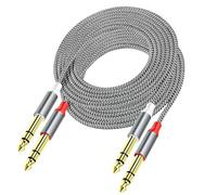 XMSJSIY Dual 1/4" 6.35mm TRS to Dual 1/4 6.35mm TRS Stereo Audio Cable Guitar Patch Cord Instrument Stereo Male to Male Pro Interconnect Cable for Guitar Bass Amplifier Amp -2M