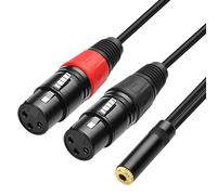 XMSJSIY Dual XLR to 3.5mm Jack Microphone Cable Dual XLR Female to 3.5mm 1/8 TRS Jack Audio Stereo Cable Y-Splitter Cable Computer or Phone to Speaker Breakout Lead Adapter Cable - 24CM/9inch
