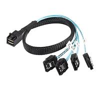 XMSJSIY HD Mini SAS SFF-8643 to SATA Cable, SFF-8643 Host to 4X SATA Target Cable Compatible with Raid Controller Hard Drive Forward Breakout Cable -0.5M
