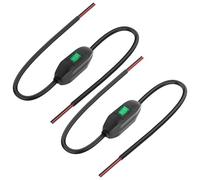 XMSJSIY Inline Cord Switch 12V 24V/3A Toggle ON/Off Rocker Button Switch with Prewire on Both End Green LED for Lamp - 0.5M/1.6FT - 2PCS