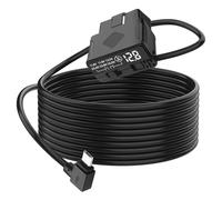 XMSJSIY OBD Power Cable for Dash Camera 90 Degree Right Angle Micro USB to OBD Parking Monitor Cable 12V-24V to 5V Dash Cam Hardwire Kit with Voltage Display and Low Voltage Protection - 3.5M/11.48FT