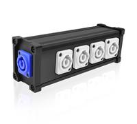 XMSJSIY PowerCon Input to Output 1 to 4 Power Splitter Box 4 Channel Multi 1 in 4 Way Out PowerCon Connector for LED Screen Beam Moving Head Light, Stage Light Power